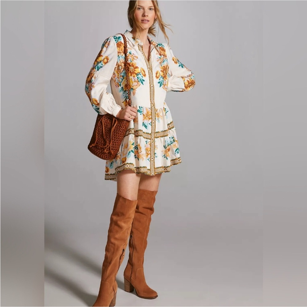 By Anthropologie floral shirt dress XXS